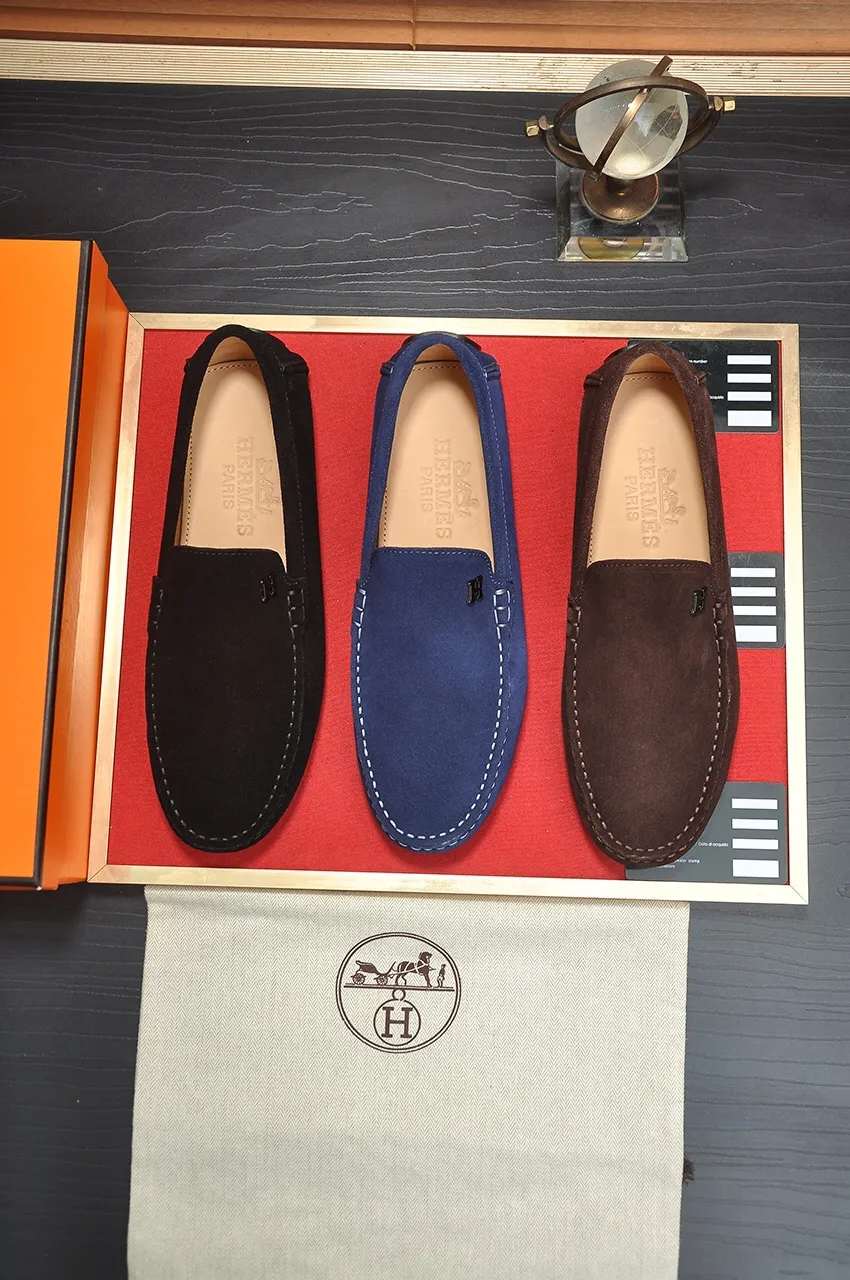Men's shoes 💰420💶 Product trademark: Hermès "Hermès" beanie shoes. Regular size: 38-45 (45 customized, non-returnable). Product material: Selected first-layer calfskin upper + cowhide lining. Strong three-dimensional visual effect, original rubber outsole Color: 3⃣️colors available